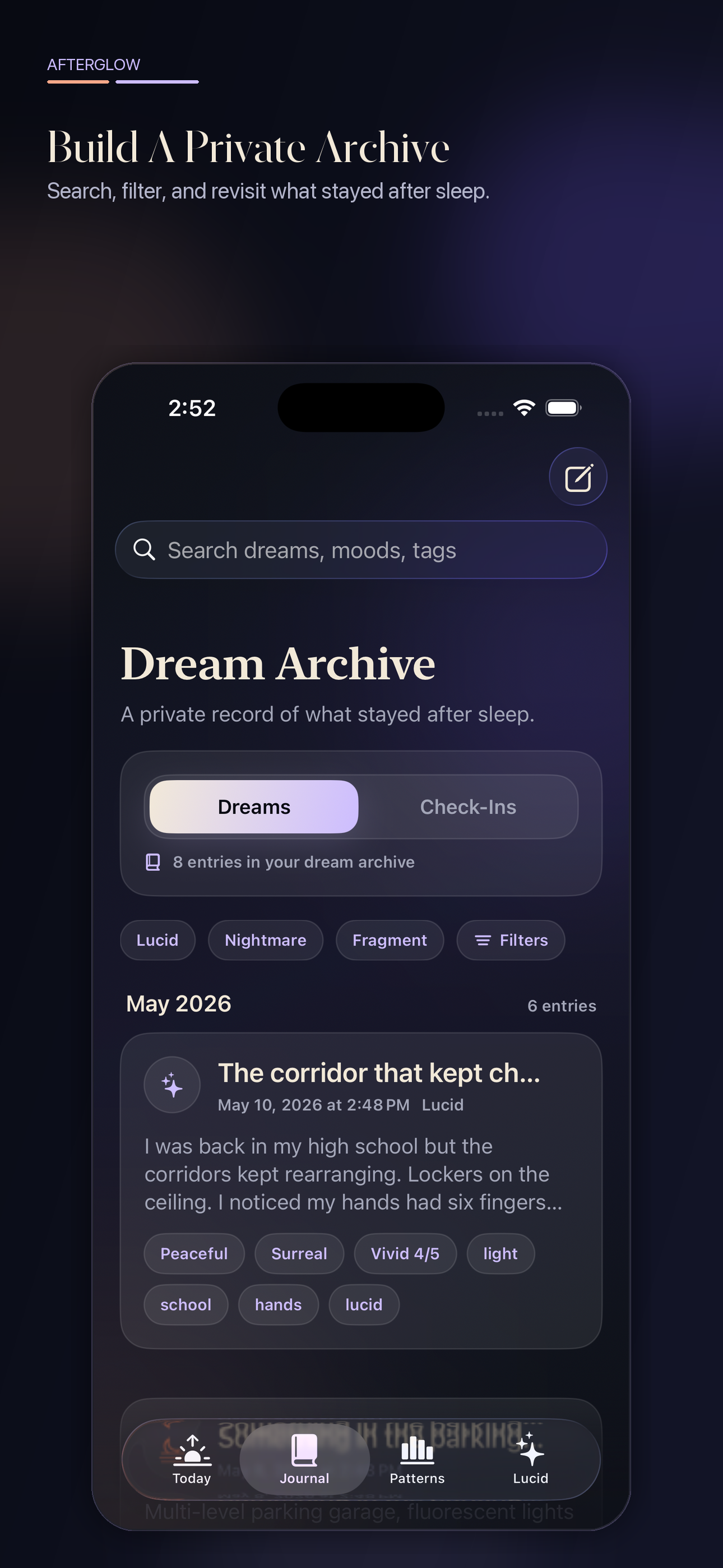 Afterglow journal archive screenshot