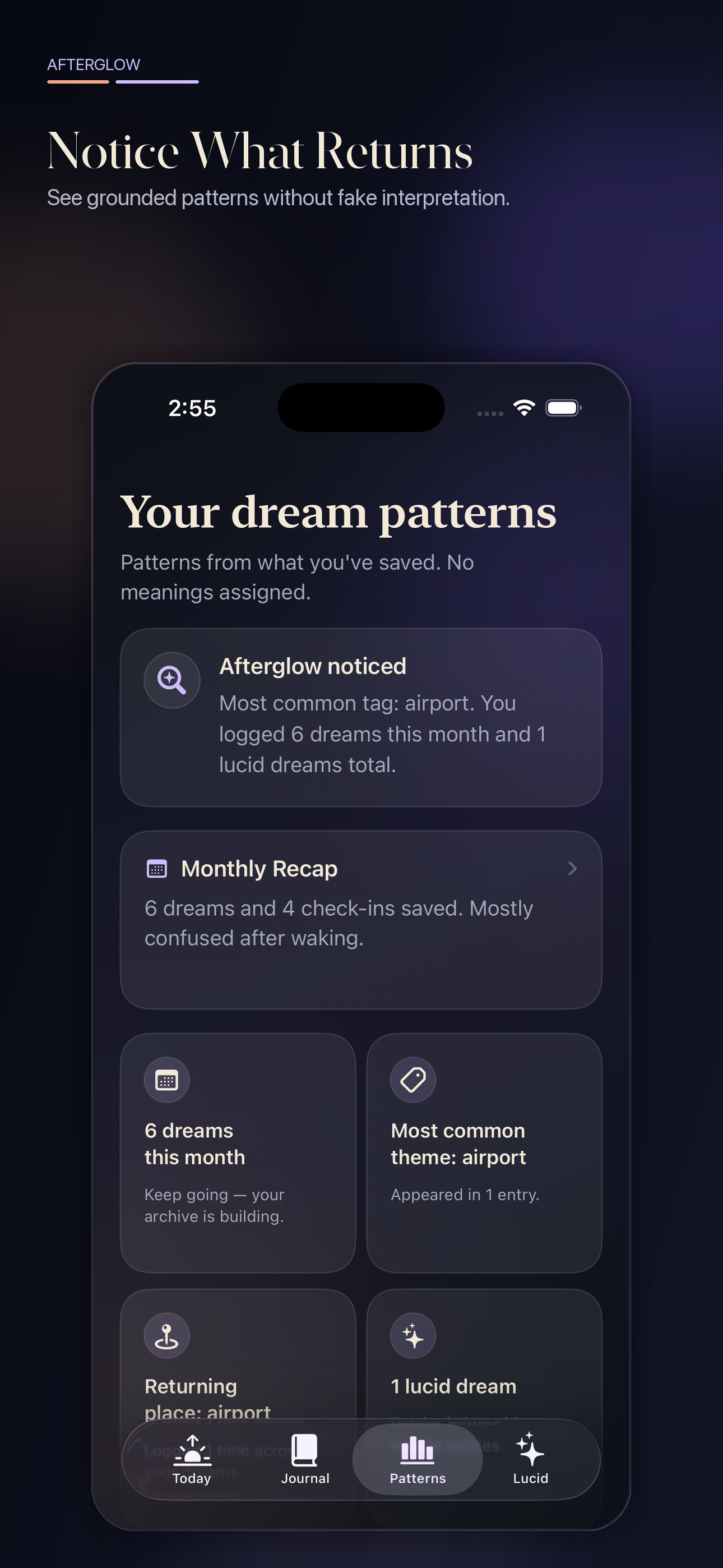 Afterglow patterns dashboard screenshot